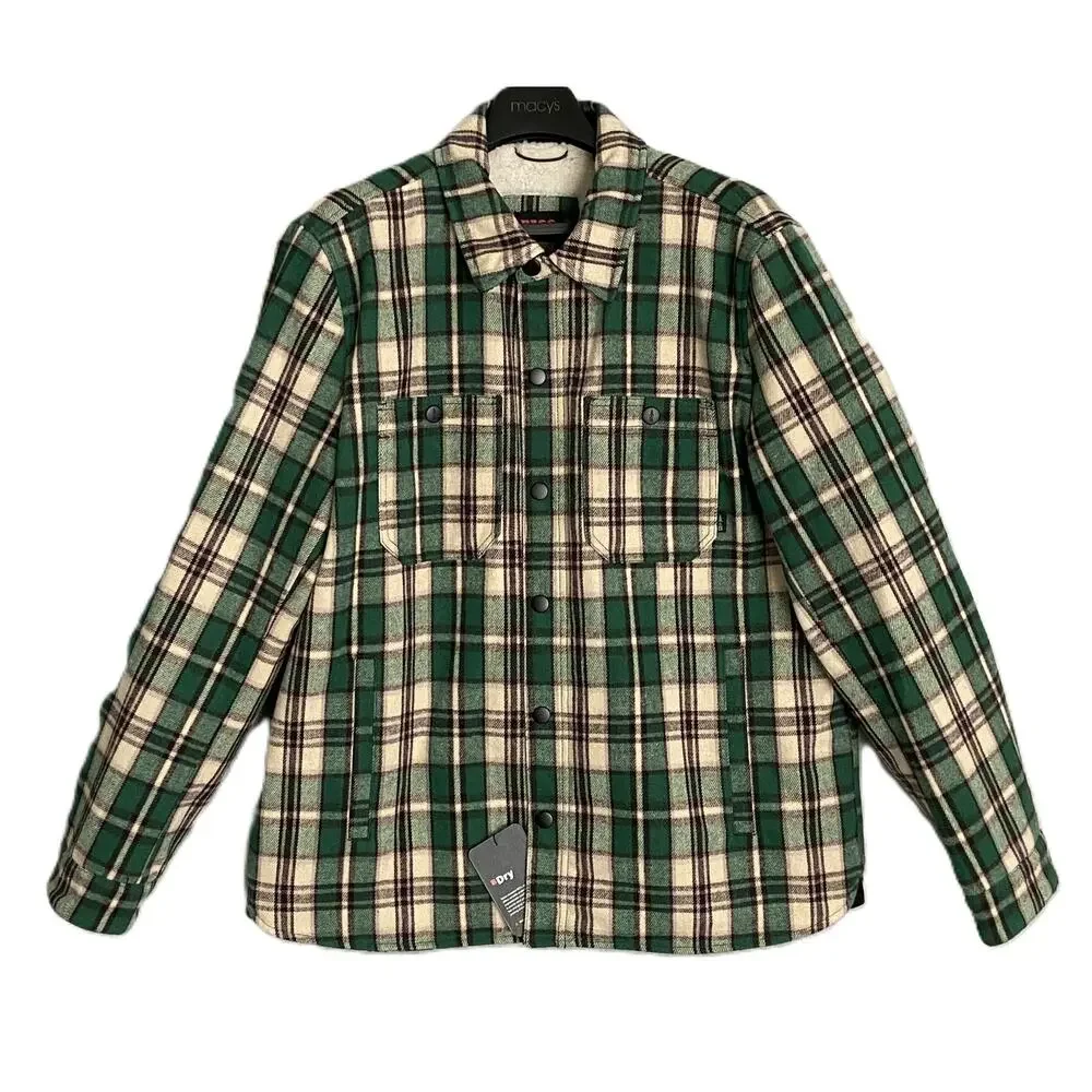 Bass Outdoors Men's Large Sherpa-Lined Jacket Green Plaid NEW
